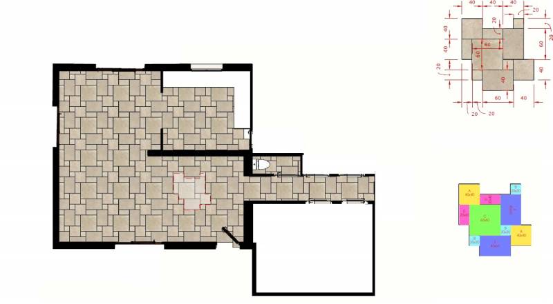 calepinage opus romain 5 formats en imitation travertain au Barp en Gironde